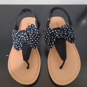 Torrid Black Polka Dot Bow Sandals, Size 7